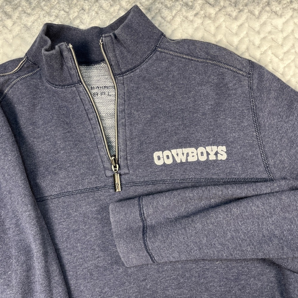 Dallas Cowboys Tommy Bahama NFL Men L Blue 1/4 Zip Pullover Star Logo Reversible - Picture 12 of 14